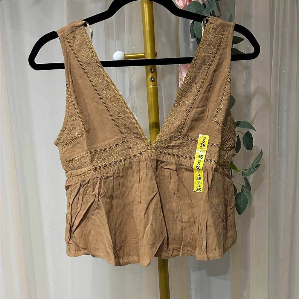 Melrose Place Brown Sleeveless Top 100% Viscose